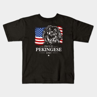 Proud Pekingese Dad American Flag patriotic dog Kids T-Shirt